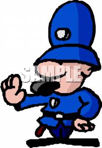 Traffic Officer Blowing A Whistle   Royalty Free Clipart Picture