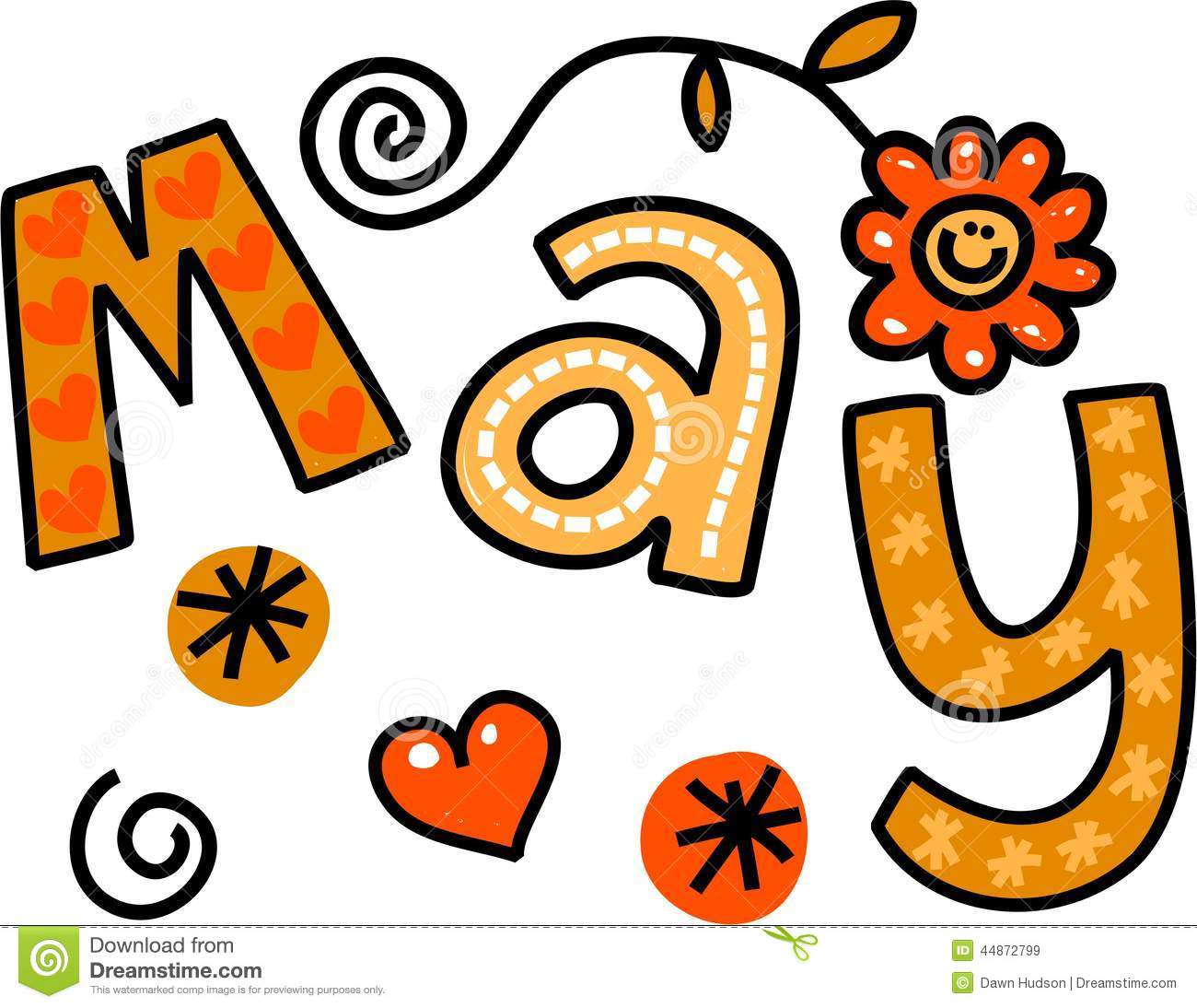 Whimsical Cartoon Text Doodle For The Month Of May 