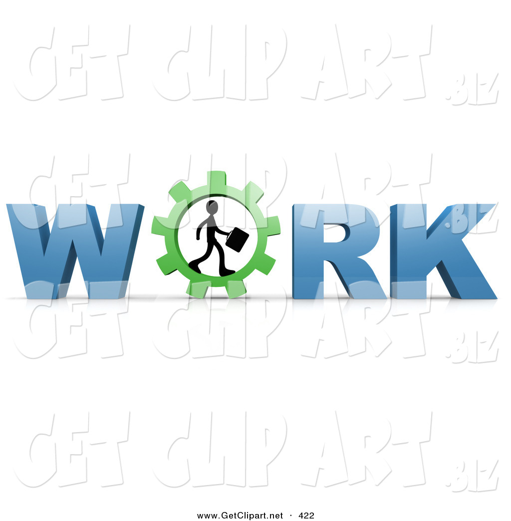 3d Clip Art Of A Black Silhouetted Person Carrying A Briefcase And