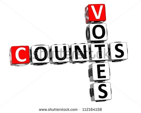 3d Counts Votes Crossword On White Background   Stock Photo