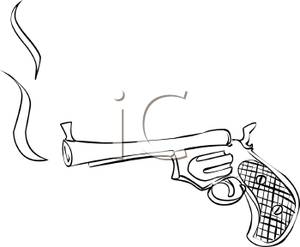 Black And White Smoking Gun   Royalty Free Clipart Picture