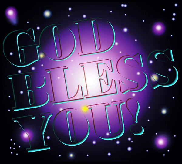 Blue Words In Space  God Bless You    Free Christian Blessings