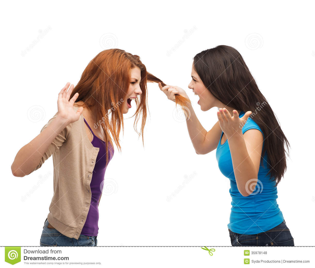 Bullying Friendship And People Concept   Two Teenagers Having A Fight
