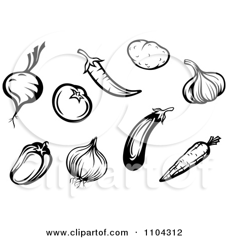 Clipart Black And White Vegetables A Beet Or Onion Tomato Peppers