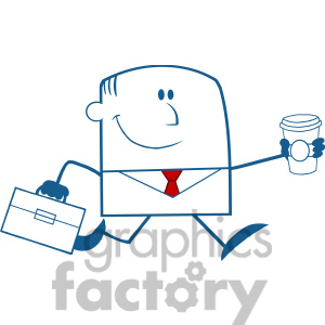 Clipart Illustration Lucky Businessman Running To Work With Briefcase