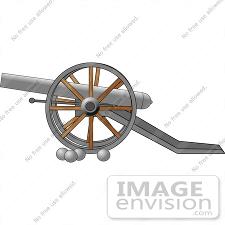 Clipart Of A Civil War Cannon In Profile Facing Left With 4 Cannon    