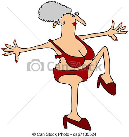 Drawing Of High Stepping Grandma   This Illustration Depicts An Old