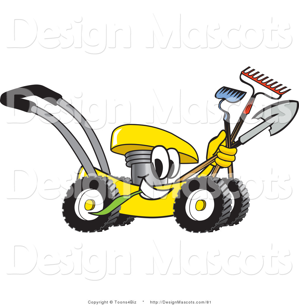 Garden Tools Green Lawn Mower Red Lawn Mower Mascot Red Lawn Mower