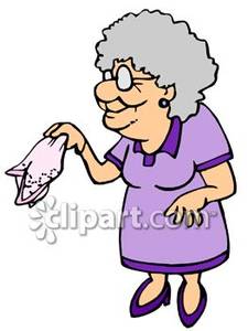 Grandmother Waving A Lace Hankie   Royalty Free Clipart Picture