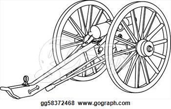 Line Drawing Of A Civil War Cannon  Vector Clipart Gg58372468