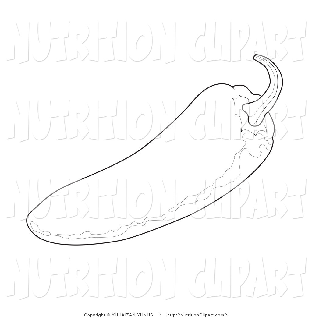 Nutrition Clip Art Of A Black And White Coloring Page Of A Chili    
