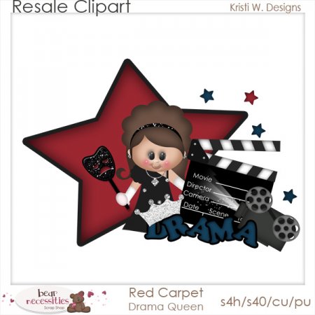 Red Carpet Drama Queen  Resale Clipart