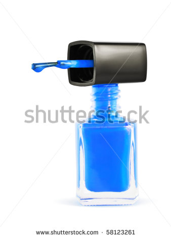 Stock Photo Bottle Of Blue Nail Polish With A Nail Polish Dripping    