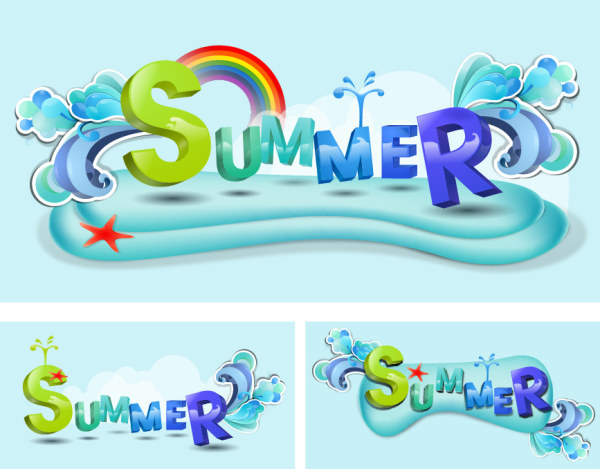 Summer Theme Vector Font Design Material   Download Free Vector    