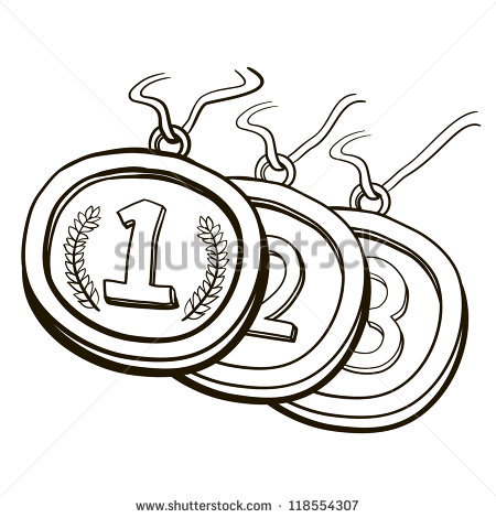 The Complete Set Of The Olympic Medals  A Cartoon Sketch    Stock    