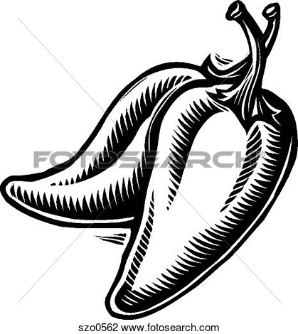 Two Jalapeno Peppers In Black And White  Fotosearch   Search Clipart