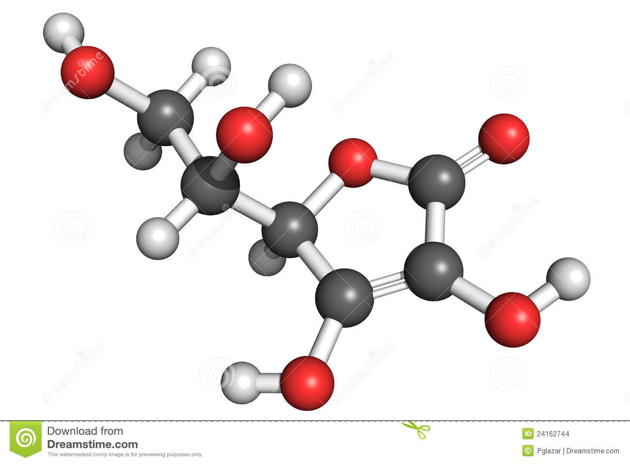 Ball And Stick Model Of L Ascorbic Acid  Vitamin C   Atoms Are
