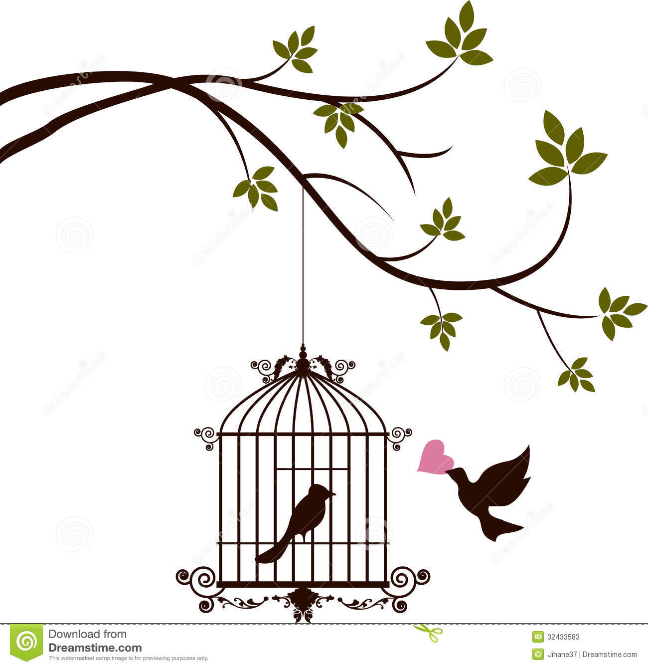 Bird Are Bringing Love To The Bird In The Cage Stock Photos   Image    