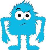 Blue Furry Monster Upset Face   Clipart Graphic