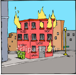 Burning Building   Royalty Free Clipart Picture