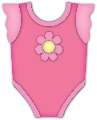 Clip Art Of A Frilly Pink Onesie For A Baby Girl With A Flower On The    