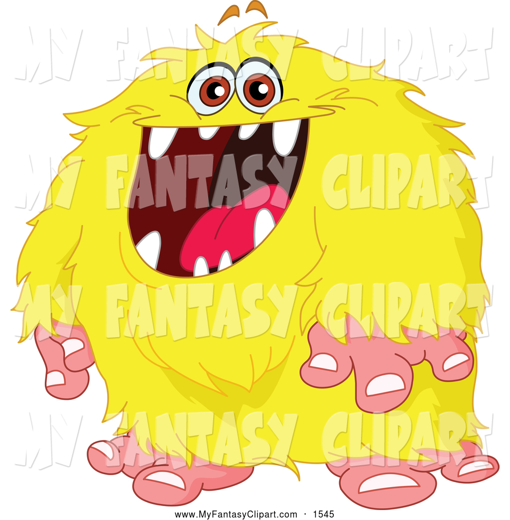 Clip Art Of A Hairy Yellow Monster