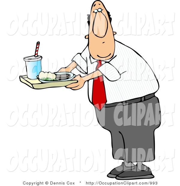 Clip Art Of A Teacher Or Principal Man Carrying Food On A School Lunch