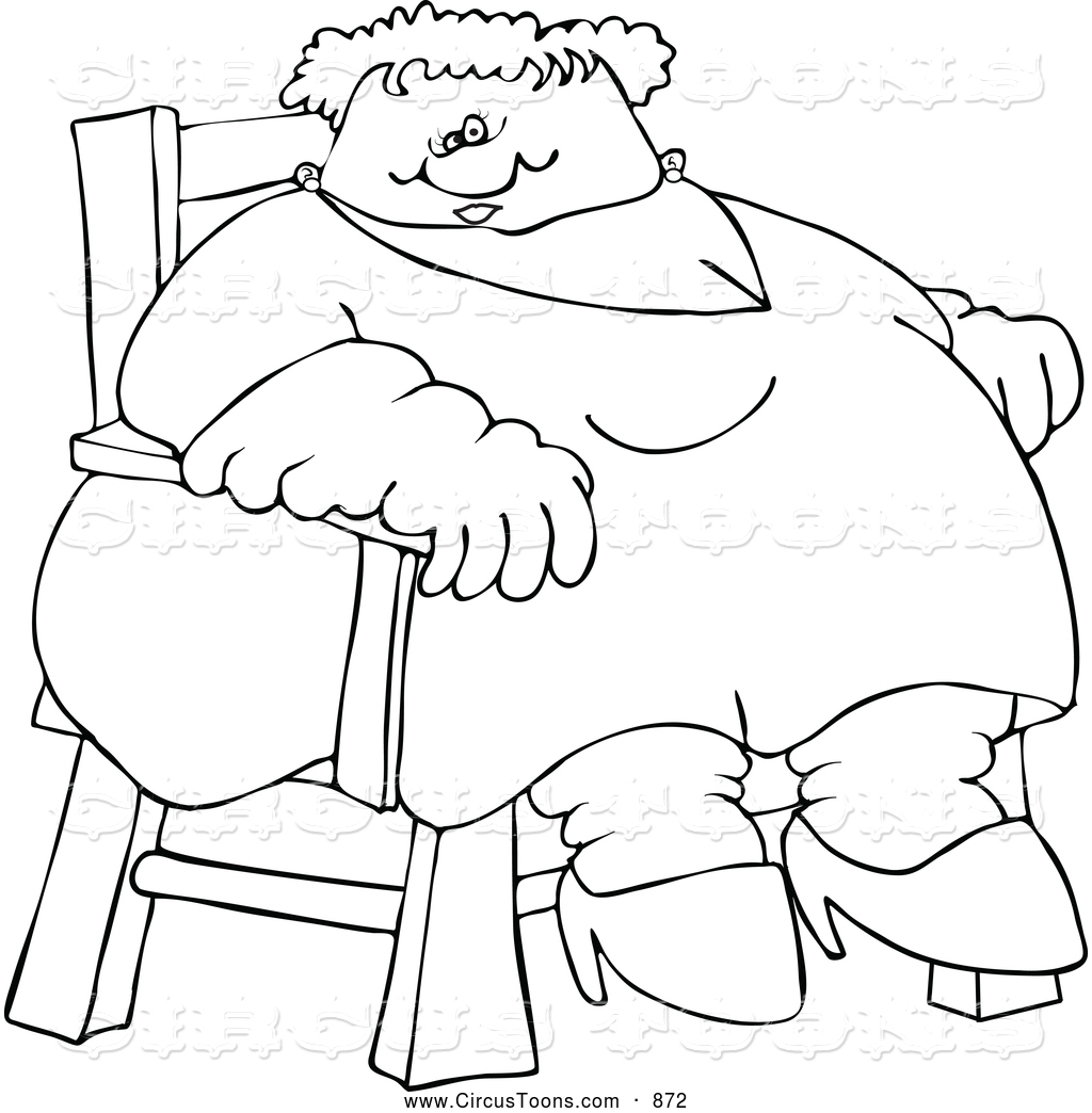 Coloring Page Of A Circus Freak Fat Lady Sitting In A Chair By Djart