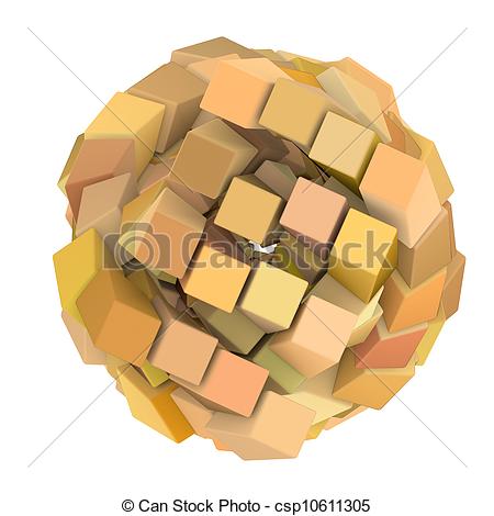 Cube Ball Shape In Orange Yellow On White Csp10611305   Search Clipart
