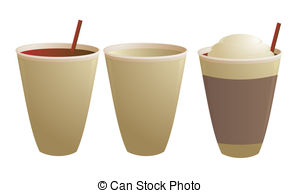 Disposable Coffee Cups Empty And With Stirring Straw