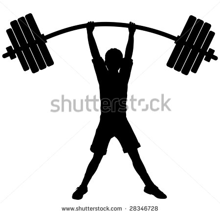 Editable Vector Silhouette Of A Boy Lifting Heavy Weights   Stock    