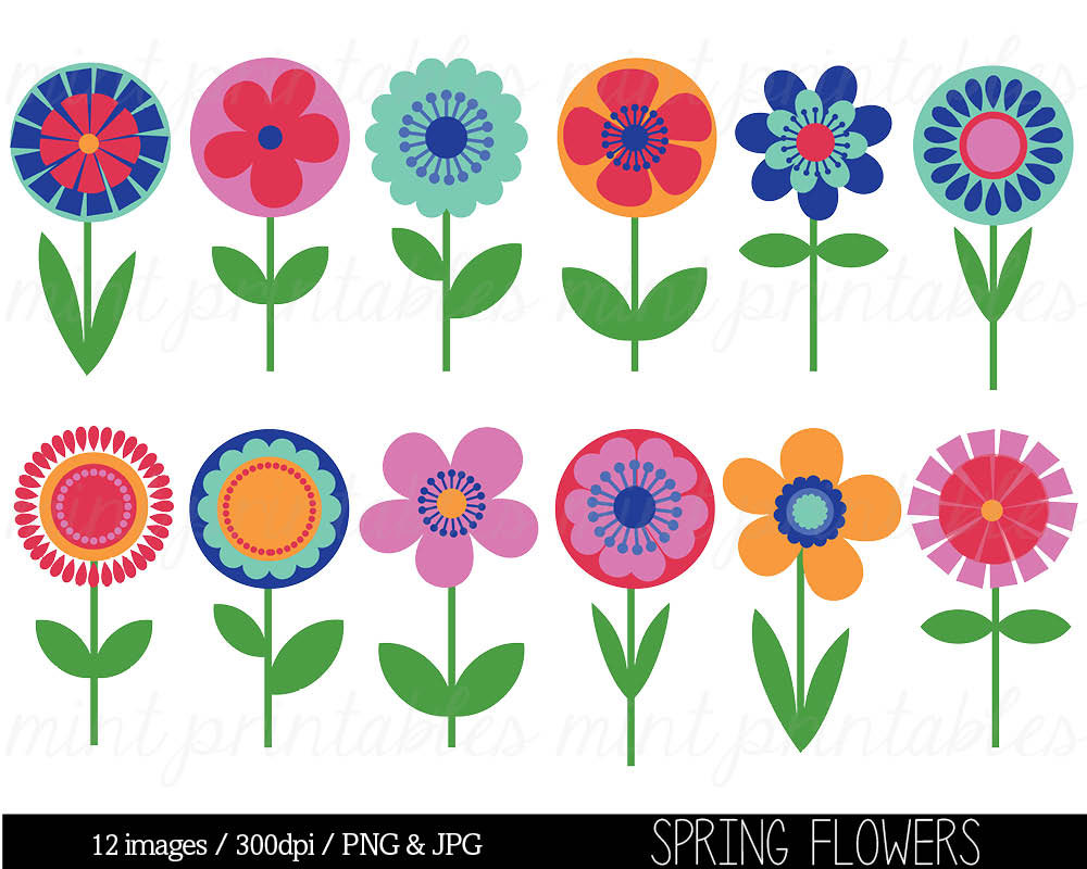 Free Clip Art Spring Flowers Popular Items For Clipart Spring On Etsy