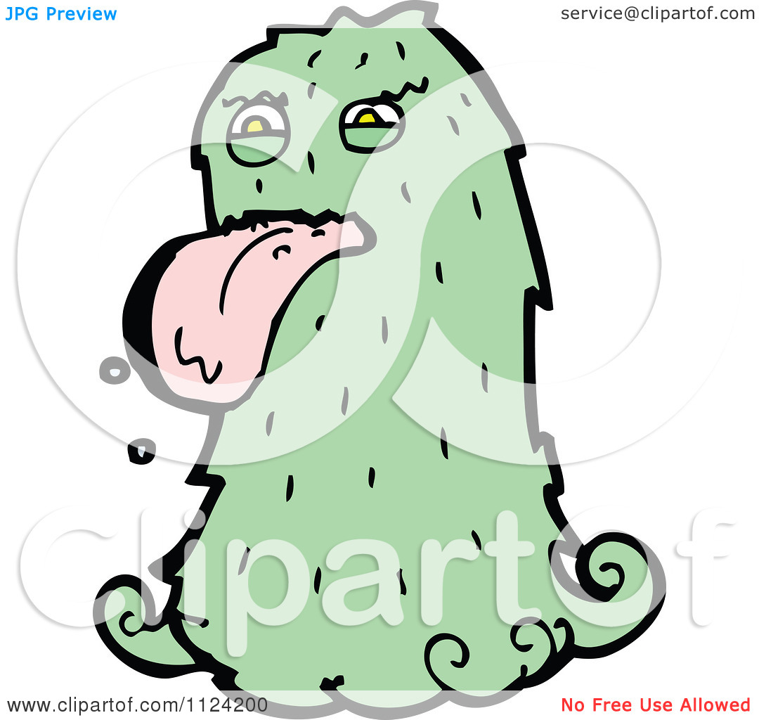 Green Hairy Alien Or Halloween Monster   Royalty Free Vector Clipart