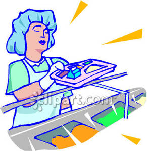 School Lunch Lady Serving Food   Royalty Free Clipart Picture