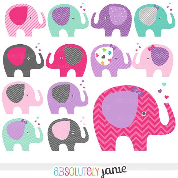 Shower Pink Purple Elephant Digital Clipart Para Baby Sprinkles