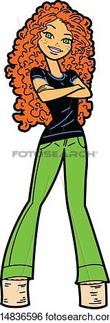 Smiling Teen Redhead Girl With Arms Folded K14836596   Search Clipart