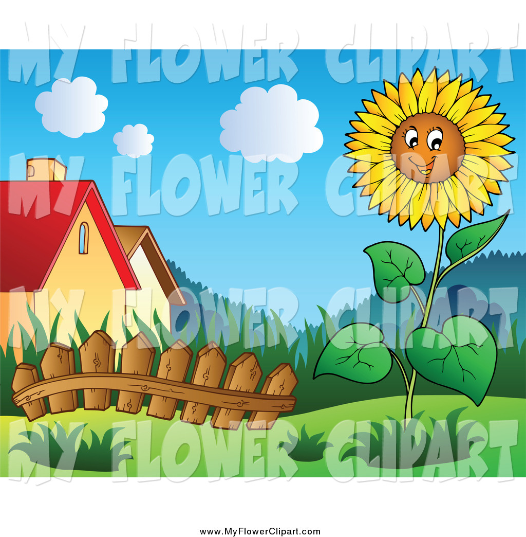 Sunflower Garden Clipart Clip Art Of A Happy Sunflower