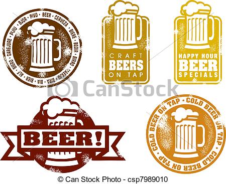 Vector Clipart Of Vintage Style Beer Stamps   A Collection Of Beer    