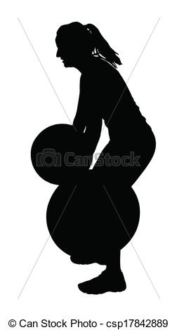 Vector   Lady Weight Lifter Silhouette   Stock Illustration Royalty