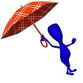 View Puppet Step Over Puddle Under Umbrella   Stock Illustration