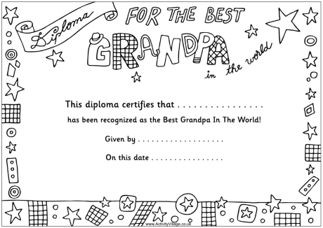 Best Grandpa Diploma To Print And Color
