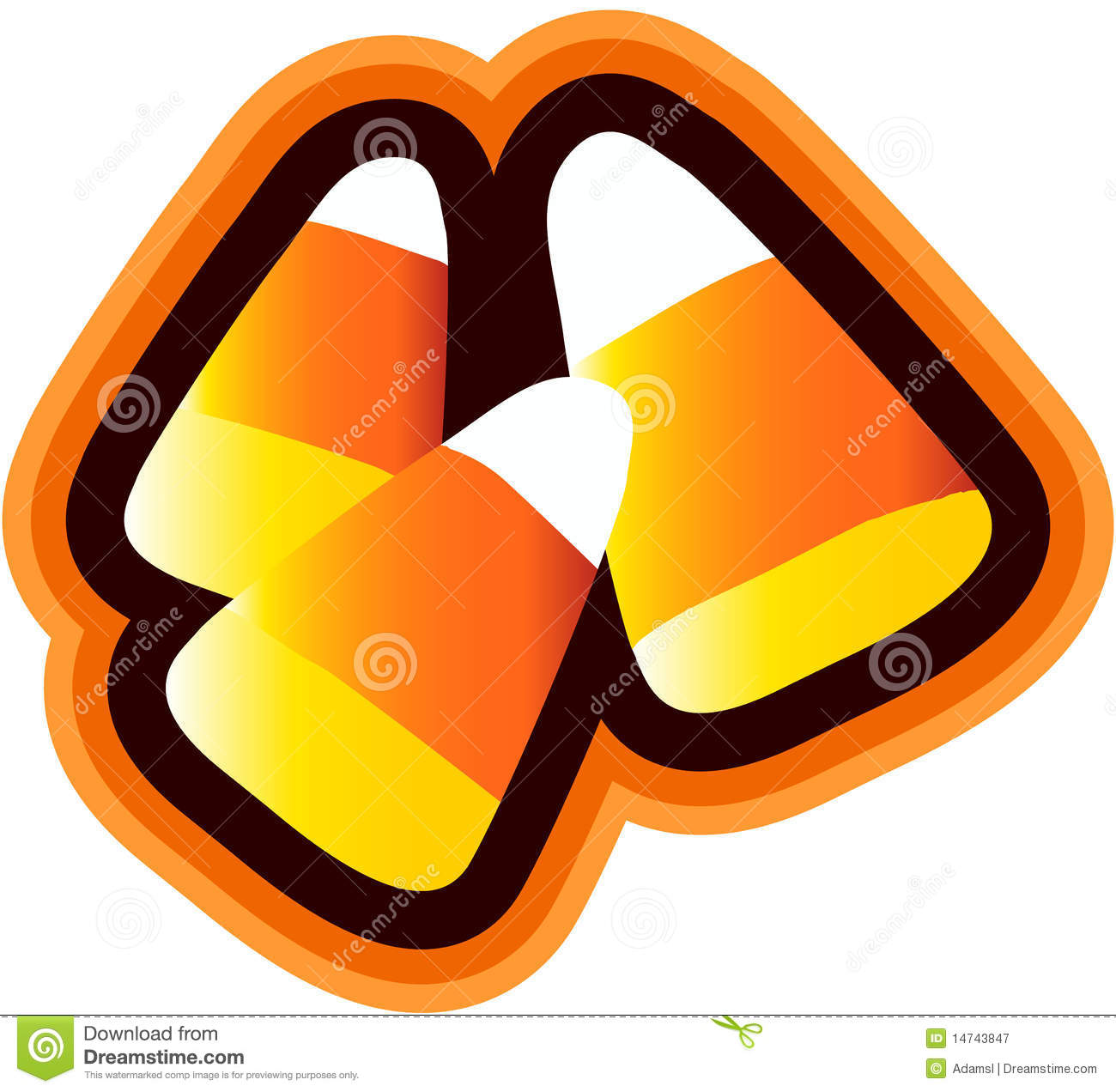 Candy Corn Clipart Isolated With Orange Shaded Outlines