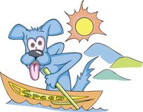 Cartoonial Dog In Speed Boat Royalty Free Stock Photography