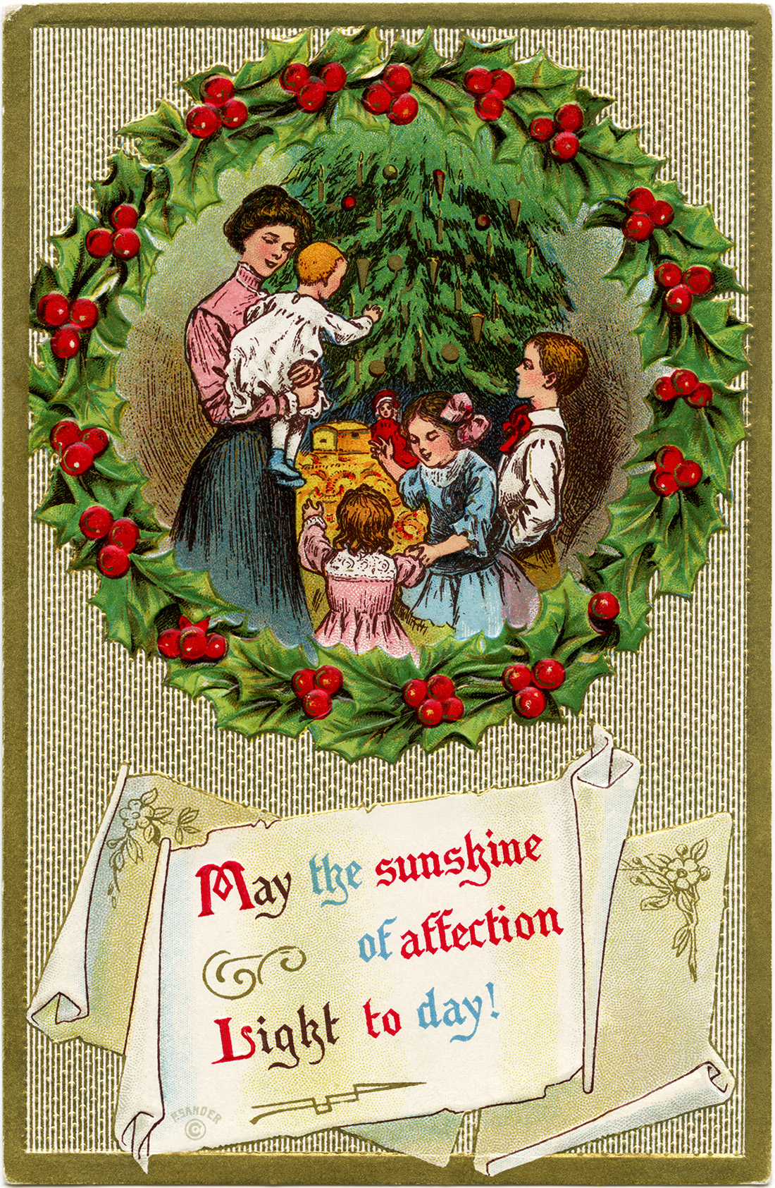 Christmas Clip Art Vintage Christmas Postcard Old Fashioned