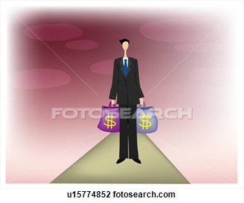 Clip Art   Man Carrying Bags Of Money  Fotosearch   Search Clipart    