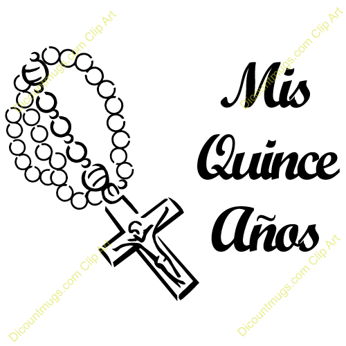 Clipart 10735 Mis Quince And Rosary   Mis Quince And Rosary Mugs T    