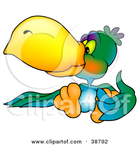 Clipart Illustration Of A Blue And Purple Parrot With A Red Beak