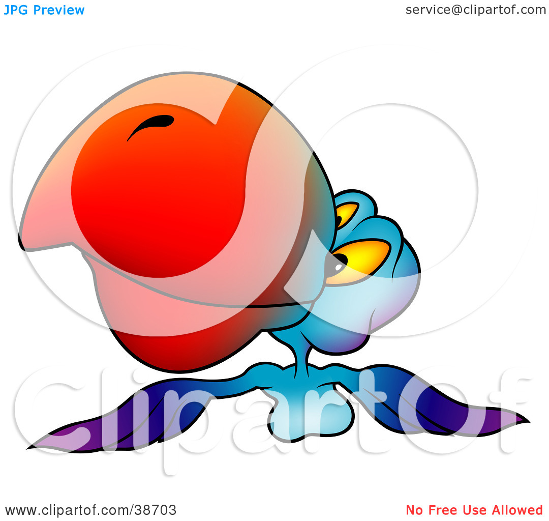 Clipart Illustration Of A Blue And Purple Parrot With A Red Beak