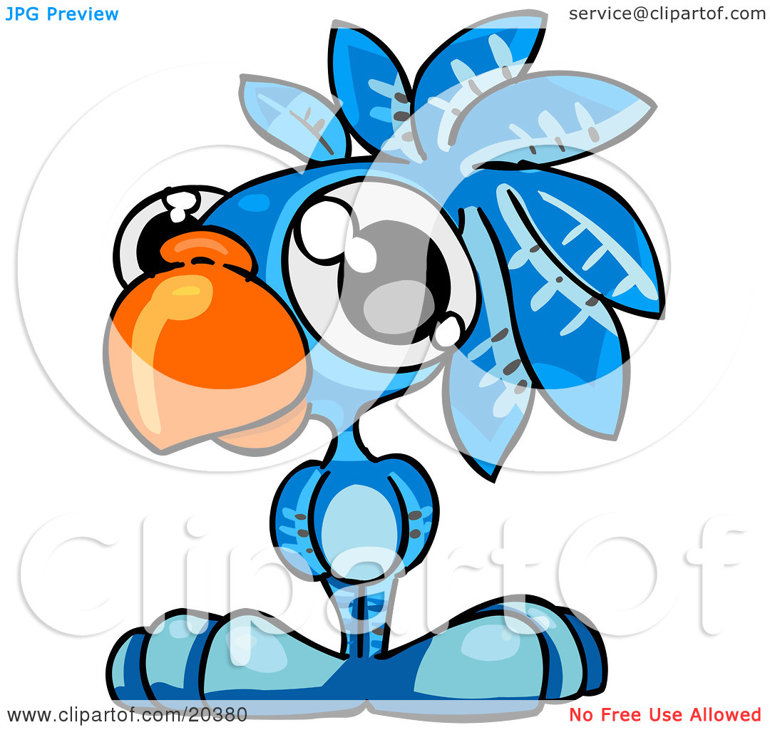 Clipart Illustration Of A Cute Big Eyed Blue Parrot With A Big Orange