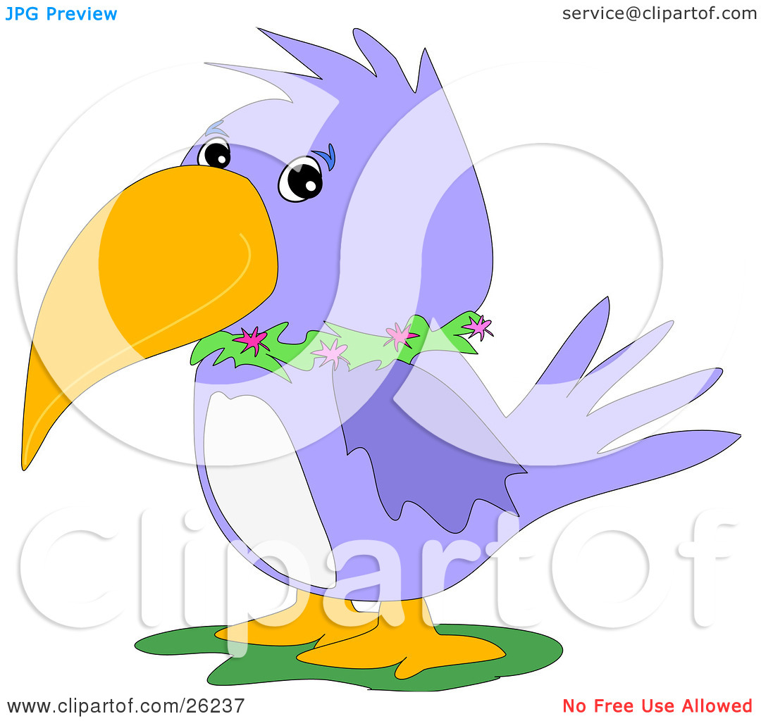 Clipart Illustration Of A Happy Purple Parrot With A Big Beak And